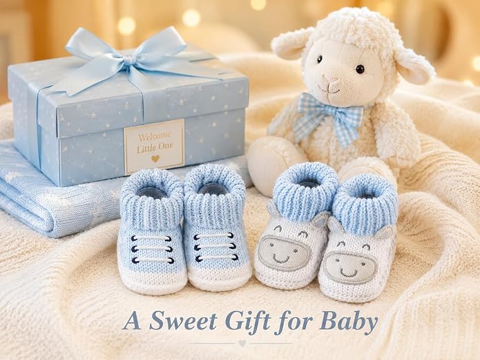 2 Pairs Baby Booties Newborn First Walkers Cozy Shoes Warm Knit Soft Booties - Image 3