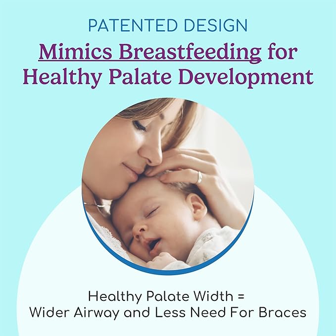 Breathe Baby Pacifier – Patented Design for Natural Oral & Facial Development - BPA-Free, Latex-Free, Pediatrician Developed - Dishwasher Safe 2 Pack (Stage 2: 4-6 Months)