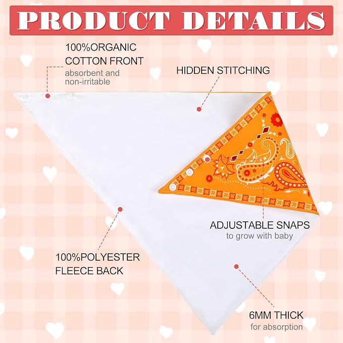 Jiuguva 8 Pack Adult Bandana Bibs - Image 4