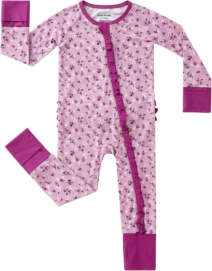 pureborn Baby Sleeper Viscose from Bamboo Zipper Footies 0-24 Months by pureborn