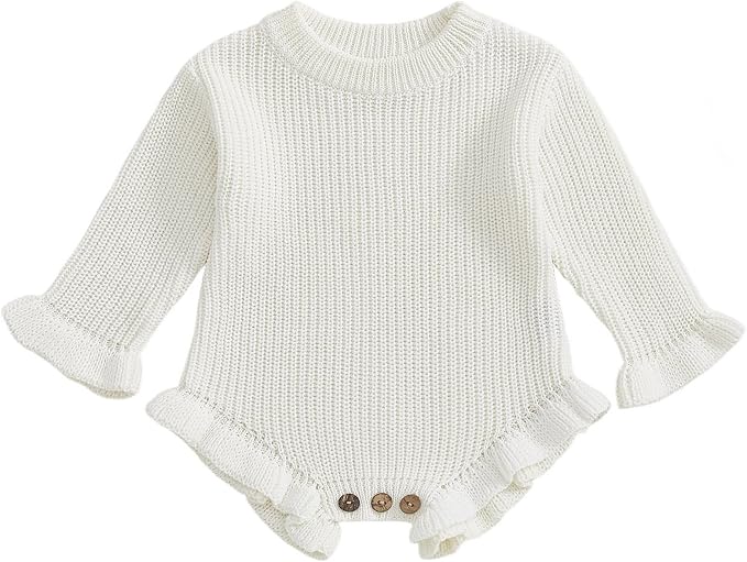 Mubineo Baby Girl Fall Winter Clothes Basic Plain Cute Sweater Romper Outfit by Mubineo
