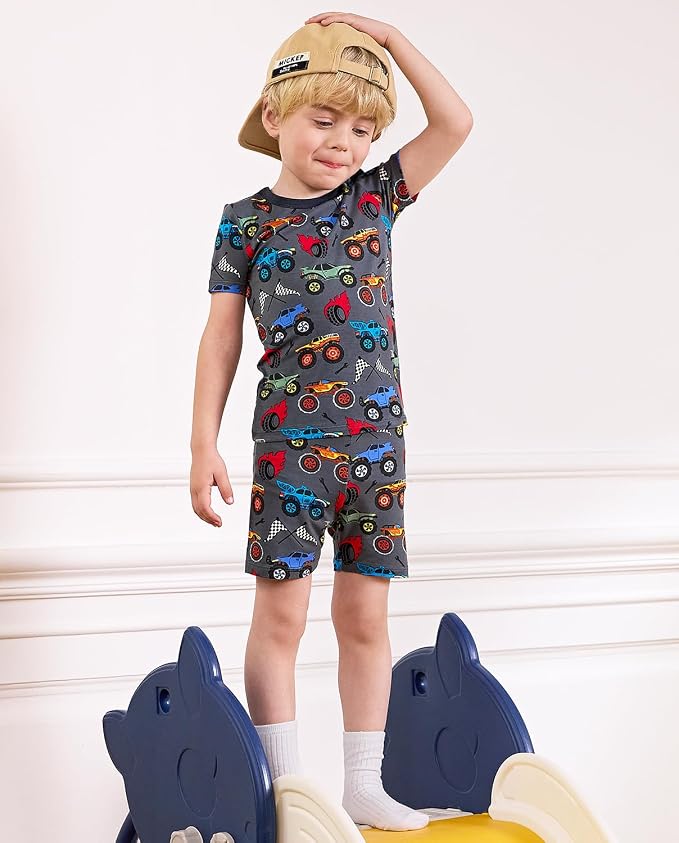 babee Reshinee Bamboo Viscose Toddler Boys Pajamas Set, Short Sleeve Kids - Image 4