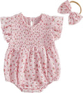 Kavousa Newborn Baby Girl Clothes Summer Bubble Romper Headband Outfit by KAVOUSA