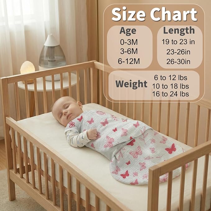 BSTOPPT Newborn Sleep Sack Baby Swaddle, 100% Muslin Cotton 3-Way Adjustable - Image 5