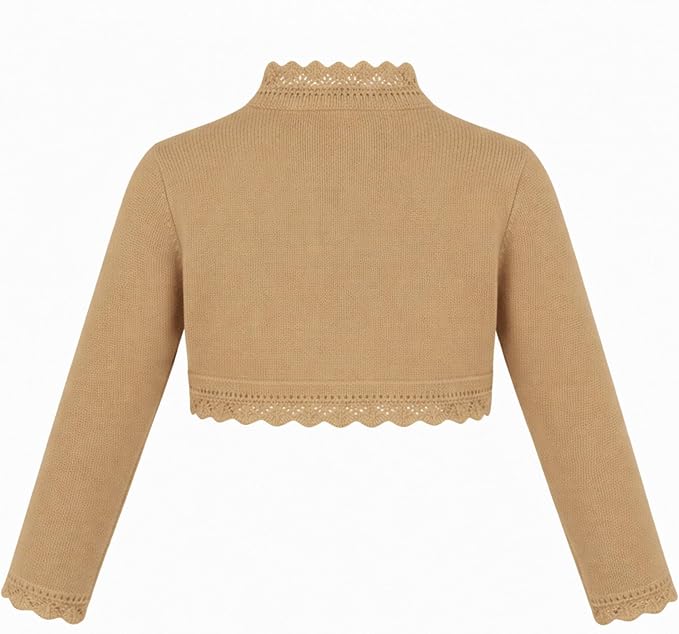 Lilax Little Girls' Knit Long Sleeve Button Closure Bolero Cardigan Shrug - Image 2