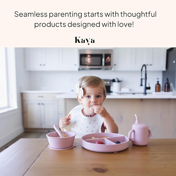 Kaya Silicone Baby Bib Pack of 2, BPA-Free Waterproof Food Catcher, Adjustable - Image 7
