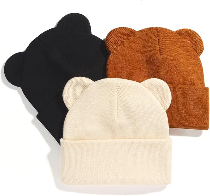Baby Winter Beanie Hat, Kids Cute Bear Ears Soft Knit Beanie by Weradau