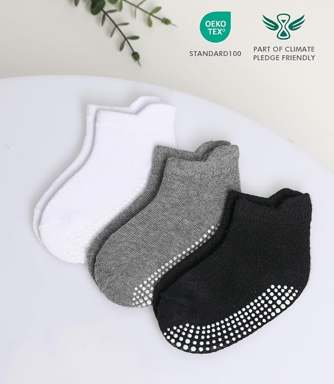 Baby Non Slip Grip Ankle Socks for Infants Toddlers Kids Boys Girls 9 Pack | - Image 6