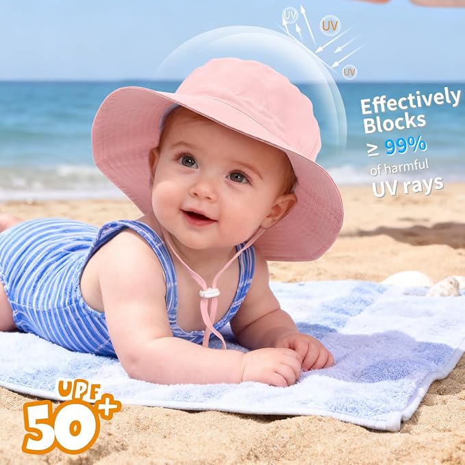 Baby Toddler Sun Hat, Boys Girls Adjustable Bucket Hat - Image 2