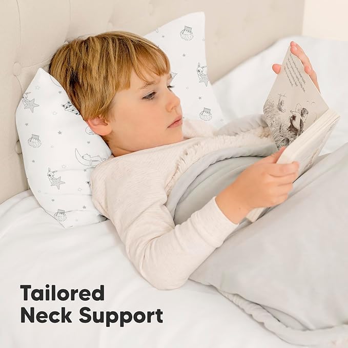 Toddler Pillow with Pillowcase - 10x18 My Little Dreamy Kids Travel Bed Pillows for Sleeping, Organic Cotton Small Pillowcase, Soft & Breathable, Machine Washable, Toddlers 2-5 Years Old (Slumber)