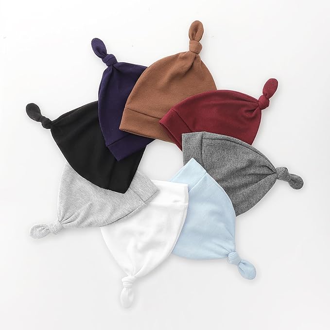 DRESHOW BQUBO 8 Pack Unisex Baby Beanie Hat Infant Toddler Kid Hats Baby Soft Cute Knit Cap Nursery Beanie