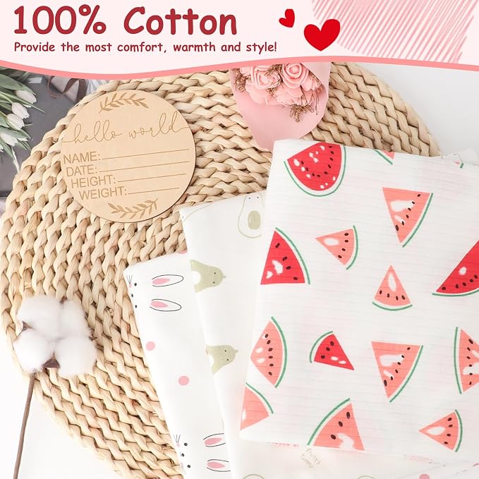 DRESHOW BQUBO Cotton Baby Swaddle Hat Set Newborn Infant Receiving Blankets - Image 4
