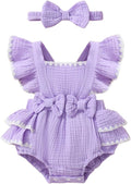 Baby Girl Summer Clothes Infant Girls Romper Dress | Ruffle Sleeve, Cotton Linen by Megeoly