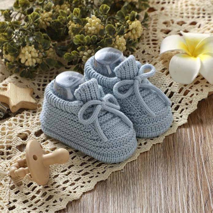 Neiwech Baby Booties Newborn Cozy Soft Warm Knitted Crib Shoes - Image 2