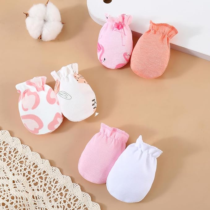 PandaEar 6 Pairs Newborn No Scratch Mittens, 100% Cotton Baby Girls Mittens | - Image 6