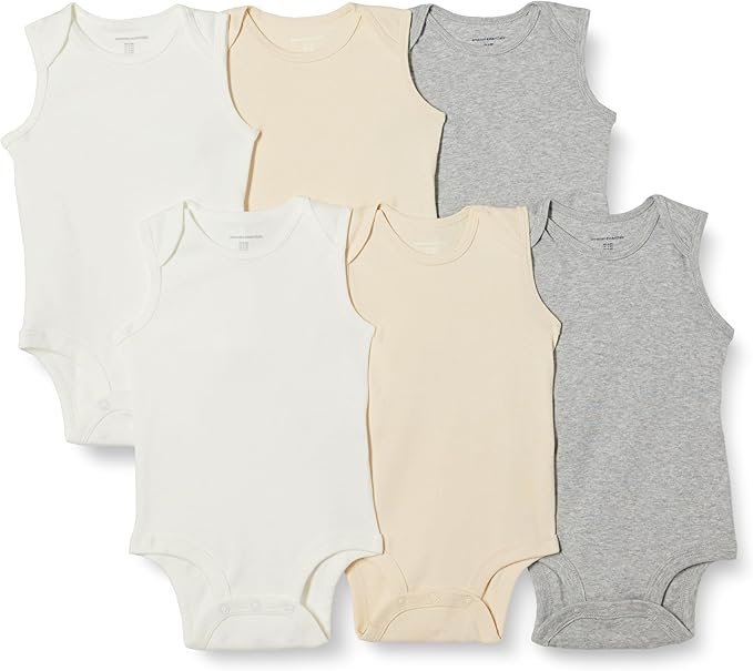 Amazon Essentials Unisex Babies' Sleeveless Cotton Rib Bodysuits by AmazonEssentials
