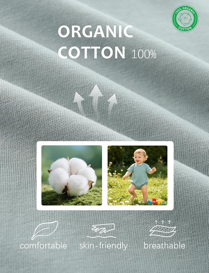 Baby Bubble Onesie Romper 100% Organic Cotton Clothes Short Sleeve Summer Solid - Image 3