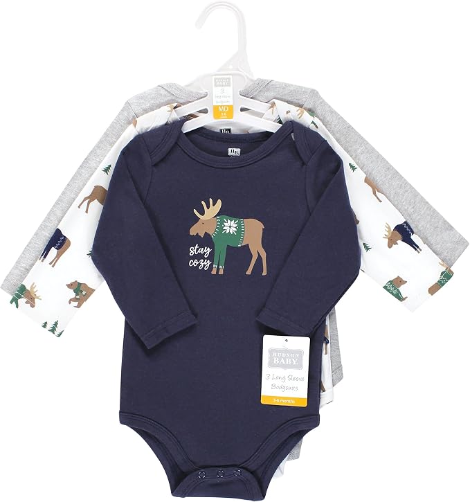 Hudson Baby baby-boys Cotton Long-sleeve Bodysuits 3-pack - Image 2
