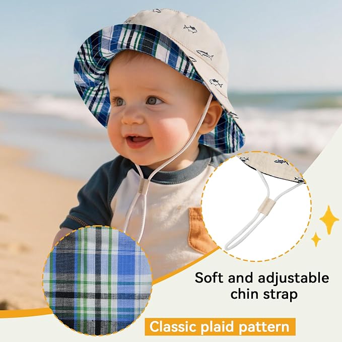 Durio UPF 50+ Baby Sun Hat Wide Brim Toddler Bucket Hats - Image 4