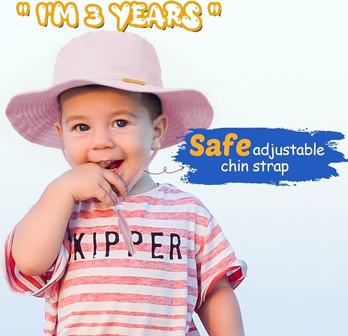 Baby Sun Hat Kids Summer Sun Protection Toddler Bucket Hat Wide Brim Adjustable - Image 4