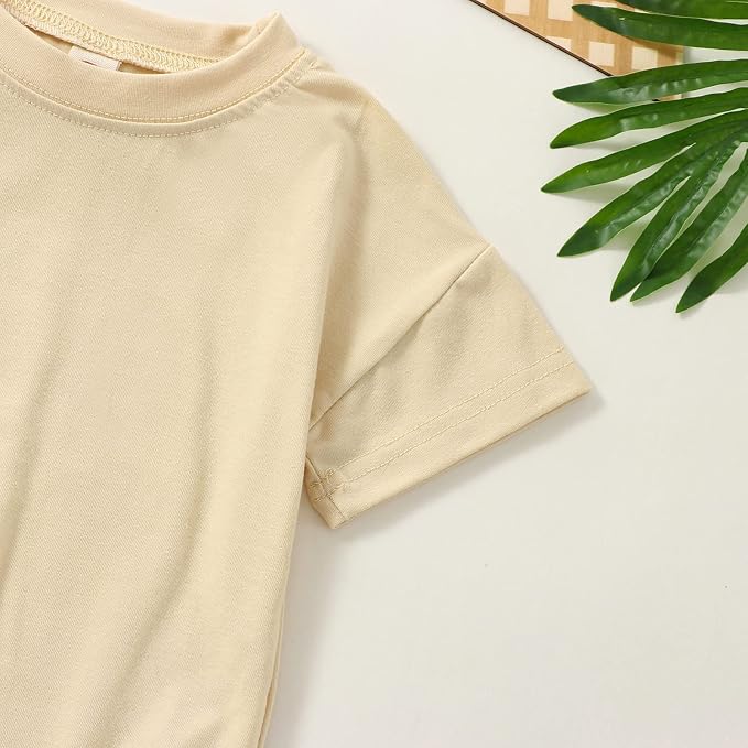 Baby Boy Girl Bubble Romper Infant Plain Oversize T-shirt Bodysuit - Image 6