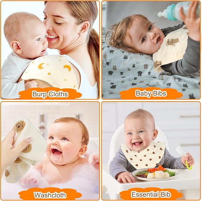 Accmor Muslin Baby Bibs, Soft Baby Bandana Drool Bibs - Image 6
