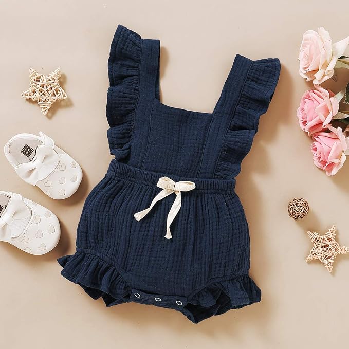 YOUNGER TREE Toddler Baby Girl Ruffled Sleeveless Romper Casual Summer Jumpsuit - Image 2