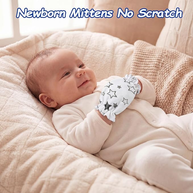 8 Pairs Newborn Baby Mittens No Scratch, Cotton Baby Gloves Infant Mittens - Image 2