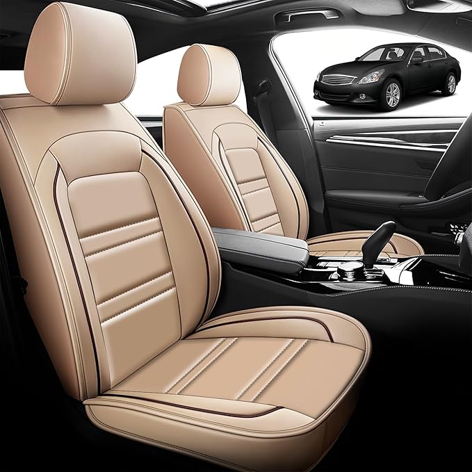 Seat Cover for Infiniti g37 2008-2013 | Car Seat Covers Front Seats, Waterproof Seat Protectors, Automotive Front Seat Covers (Front Seat, Beige)