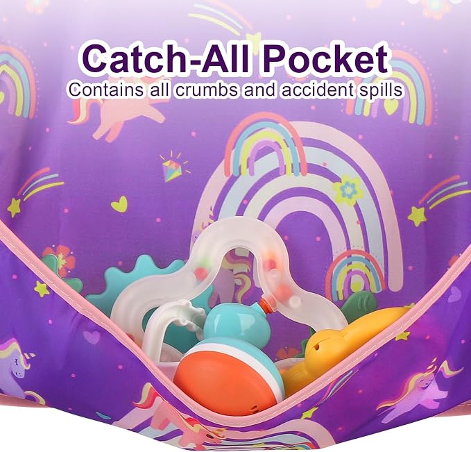 Accmor 4 Pack Long Sleeve Bibs, Baby Smock Waterproof Full Sleeved Bib - Image 5
