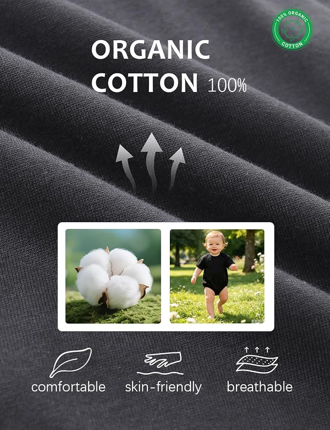 Baby Bubble Onesie Romper 100% Organic Cotton Clothes Short Sleeve Summer Solid - Image 3
