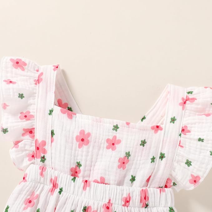 YOUNGER TREE Toddler Baby Girl Ruffled Sleeveless Romper Casual Summer Jumpsuit - Image 4