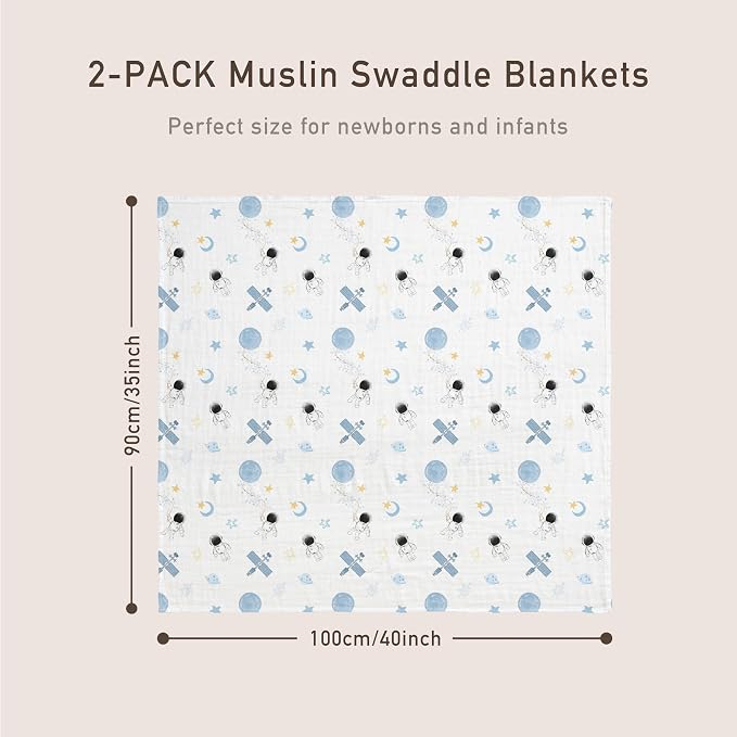 GLLQUEN BABY Muslin Swaddle Blankets 2Pk Receiving Blanket Large 35" x 40" | - Image 5
