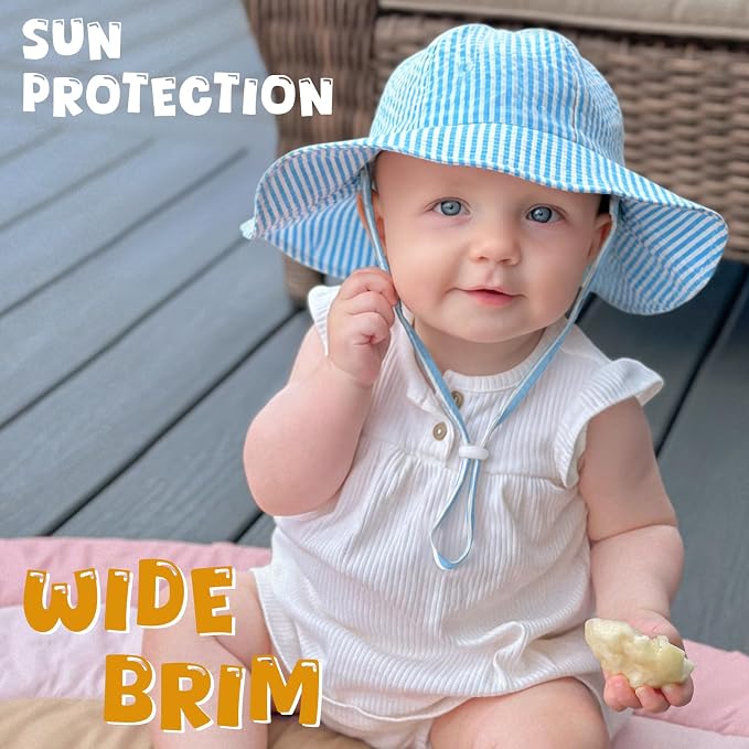 HONGTEYA Baby Sun Hat Wide Brim Adjustable Toddler Beach Bucket Hat | Soft - Image 3