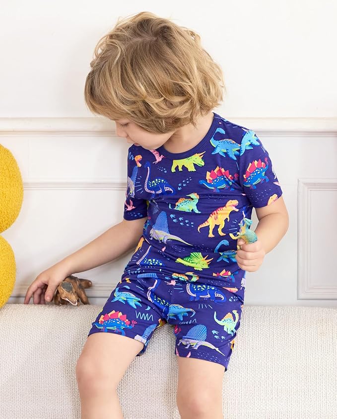 babee Reshinee Bamboo Viscose Toddler Boys Pajamas Set, Short Sleeve Kids - Image 5