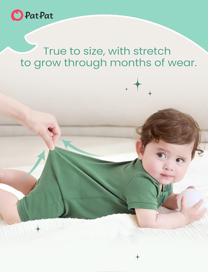 PATPAT Baby Boy and Girl Bamboo Viscose 2-Pack Romper | 2-Way Zipper, Soft and - Image 5