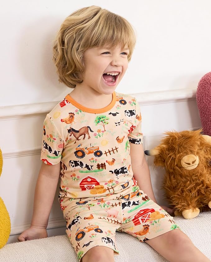 babee Reshinee Bamboo Viscose Toddler Boys Pajamas Set, Short Sleeve Kids - Image 9