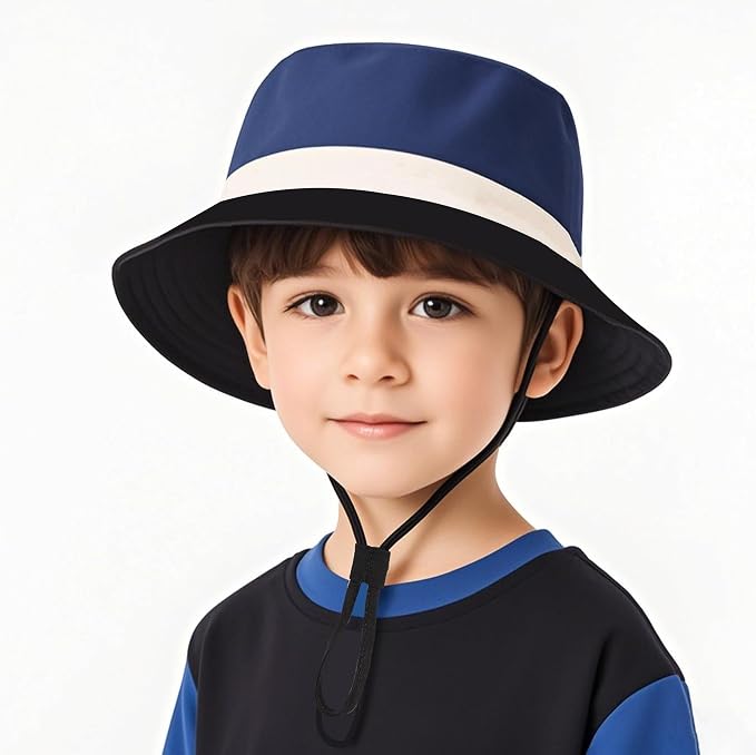 Baby Boy Sun Hat Toddler Bucket Beach Hat Girl UPF 50+ Cotton Linen | Beach - Image 5