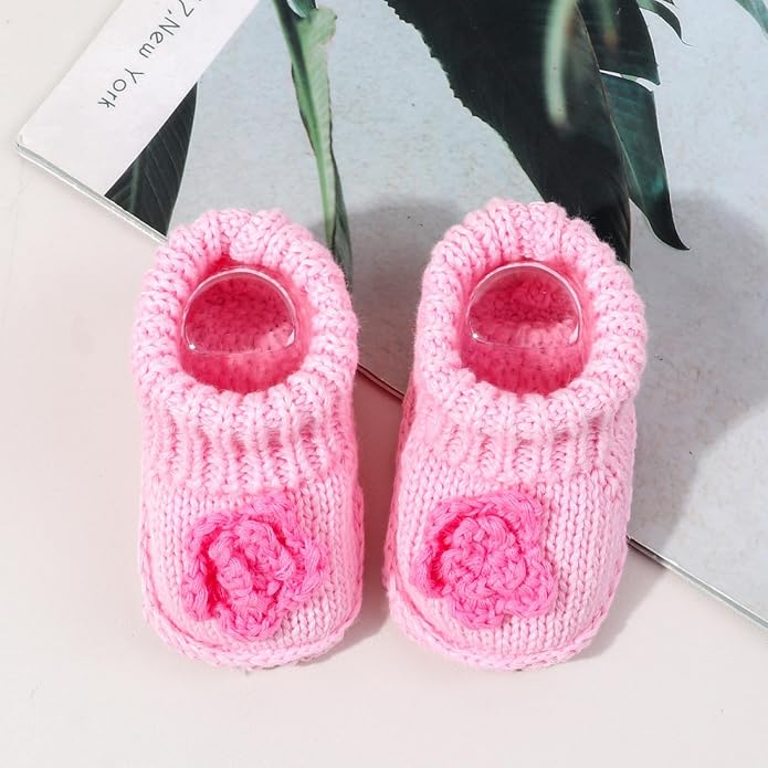 Newborn Baby Boy Girl Knit Booties Soft Sole Non-Slip First Walking Shoes | - Image 5
