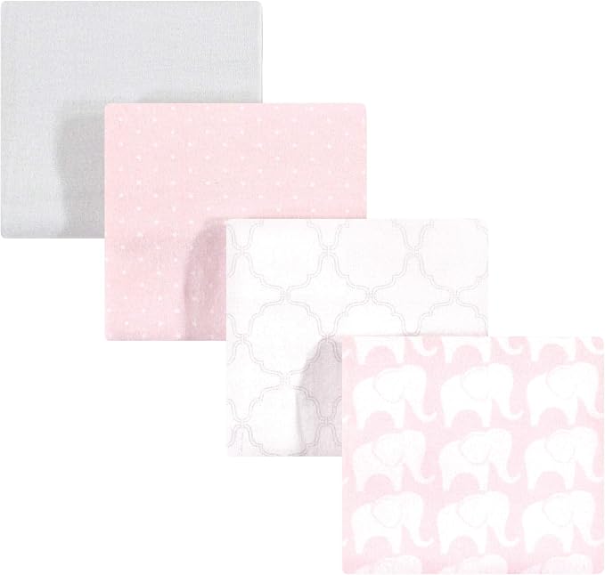 Hudson Baby Unisex Baby Cotton Flannel Receiving Blankets, Girl Elephant by HudsonBaby