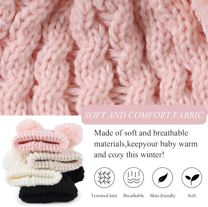 Yuoahcn Baby Girl Beanie Winter Baby Boy Hat Pom pom Warm Infant Toddler Cold - Image 3