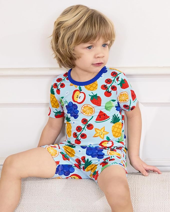 babee Reshinee Bamboo Viscose Toddler Boys Pajamas Set, Short Sleeve Kids - Image 5