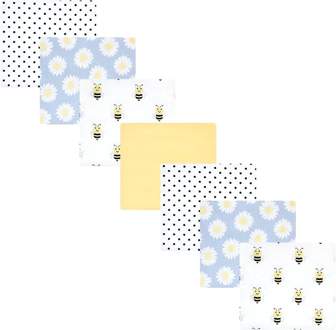 Hudson Baby Unisex Baby Cotton Flannel Receiving Blankets Bundle, Daisy Bee by HudsonBaby