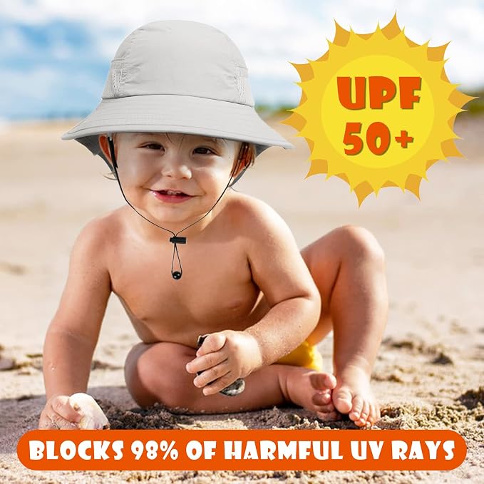 Toddler Baby Sun Hat Kids Summer Beach Essentials Adjustable Beach Hats - Image 2