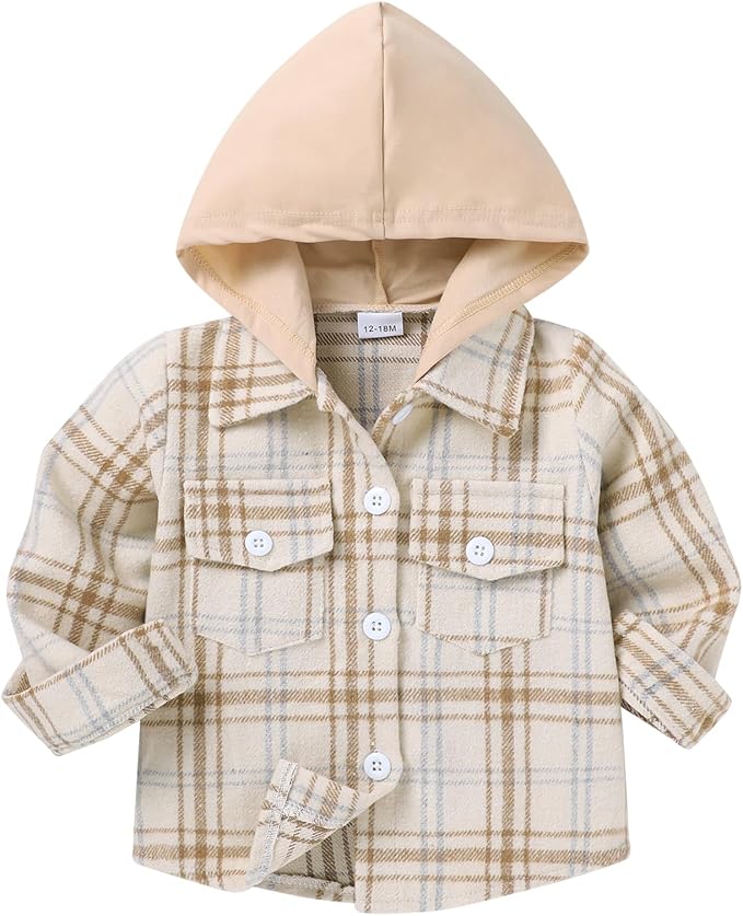 YOUNGER STAR Toddler Kids Boys Girls Flannel Hooded Plaid Shirt Button Baby Red by YOUNGER+STAR