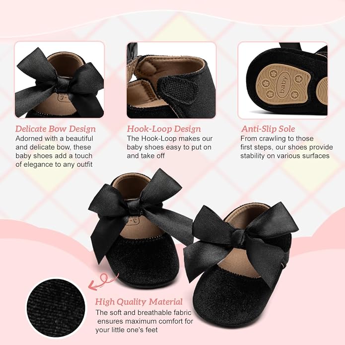 KIDSUN Infant Baby Girls Mary Jane Shoes Non-Slip Rubber Sole Ballet Slippers - Image 5