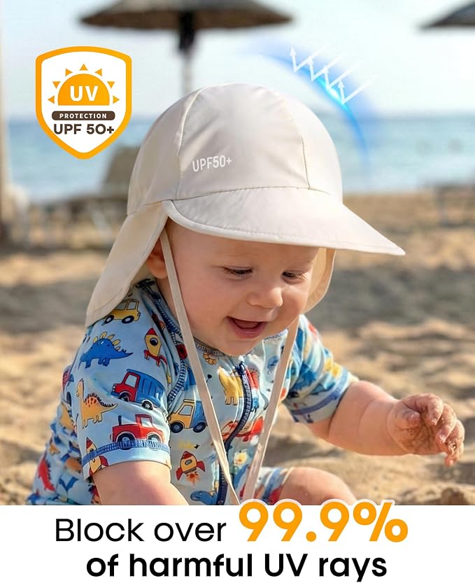 FURTALK Baby Sun Hat with Neck Flap UPF 50+ Toddler Quick Dry Swim Hat | UV - Image 2