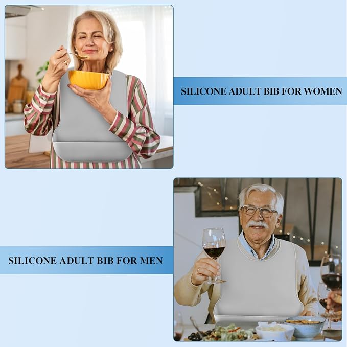 【LARGE SIZE】 Silicone Adult Bib, Washable Bib - Image 6