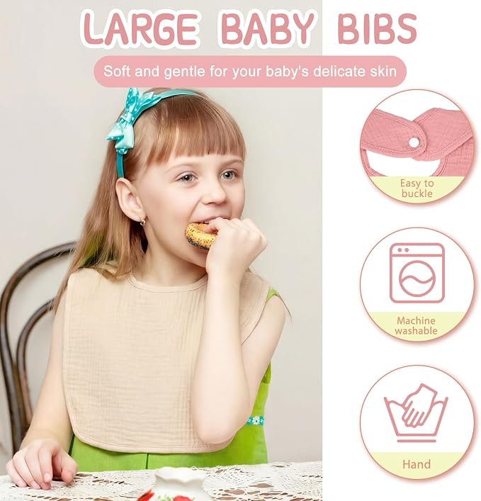 Toulite 6 Pack Muslin Baby Bibs Bandana Drool Toddler Bibs | Cotton Soft Muslin - Image 4