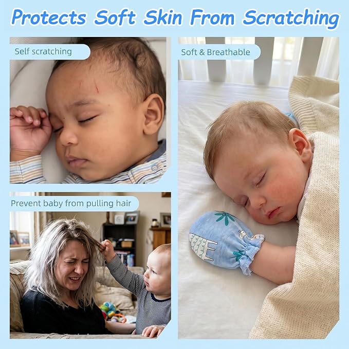 8 Pairs Newborn Baby Mittens No Scratch, Cotton Baby Gloves Infant Mittens - Image 4